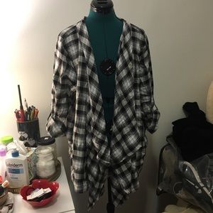 Open front plaid shirt